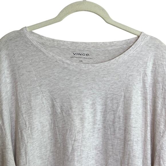 Vince Womens Long Sleeve T-Shirt XXL Heathered Oatmeal Gray Pima Cotton Peru - Picture 2 of 6